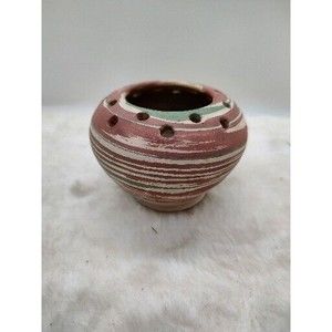 Vintage Silver Springs Florida Pottery Planter Vase Bowl Flower Frog Swirl NICE